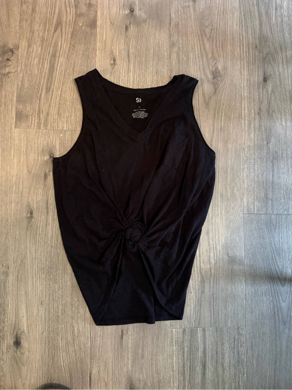 SO Black Knot-Front V-Neck Tank Top